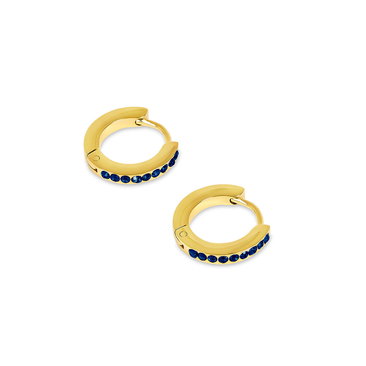Birthstone Huggie Hoop Earrings - Gold Tone (Select Your Birthstone!)