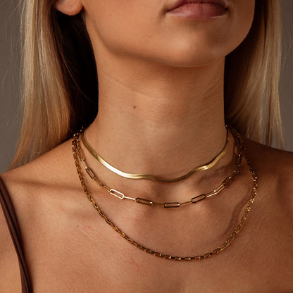 Snake Chain Necklace - Gold Tone