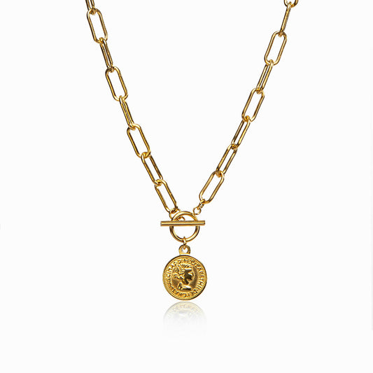 10 Cent Toggle Necklace - Gold Tone